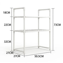 Cargar imagen en el visor de la galería, Estantería para Microondas Organizador de Cocina 2 y 3 Niveles con Ganchos - Soporte Encimera Multiusos Acero (Negro / Blanco)