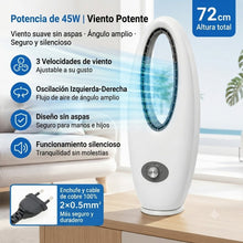 Cargar imagen en el visor de la galería, Ventilador de Torre Sin Aspas 45W 72 cm | Oscilación 3 Velocidades | Diseño Moderno Blanco