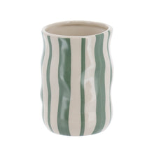 Cargar imagen en el visor de la galería, Set de Accesorios de Baño de Cerámica Rayada Verde Salvia – Disponible en Set Completo o Piezas Individuales