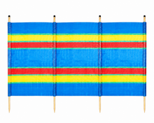 Cargar imagen en el visor de la galería, Paraviento para Playa 225x120 cm de Poliéster y Madera con 4 Postes Cortavientos Exterior Jardín Camping