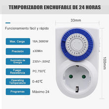 Cargar imagen en el visor de la galería, Enchufe eléctrico temporizador mecánico de 24 horas 230V 16A Max:3680W …