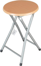 Cargar imagen en el visor de la galería, Taburete Plegable de Madera - 30x45cm - Estructura Metálica - Ideal para Cocina, Terraza o Jardín - Color Natural