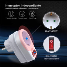 Cargar imagen en el visor de la galería, Adaptador Enchufe con interruptor de 1 enchufe schuko máx 3680 w