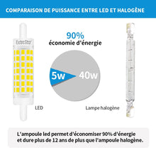 Cargar imagen en el visor de la galería, 2 x Bombilla LED R7s 78mm 5W no regulable, blanco 500 lúmenes, lineal Reemplazar lámpara halógena J78 40 W, 360 grados, sin parpadeo, perfecta para dormitorio, baño, etc