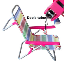 Cargar imagen en el visor de la galería, Silla Tumbona plegable de playa 5 Posiciónes con estructura de aluminio y tejido textilen, transpirable y fresco