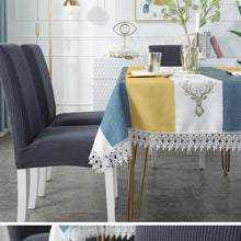 Cargar imagen en el visor de la galería, Fundas de asientos elásticas Ajustables con Respaldo Alto para restaurantes, Diseño de cuerda, Fundas sólidas para sillas de Comedor