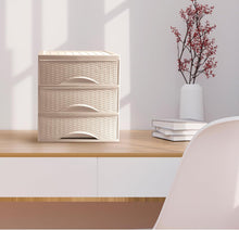 Cargar imagen en el visor de la galería, Cajonera de Sobremesa Imitación Rattan A4 con en Plástico Duro. Ideal para Organizar la Oficina