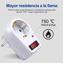 Cargar imagen en el visor de la galería, Adaptador Enchufe con interruptor de 1 enchufe schuko máx 3680 w