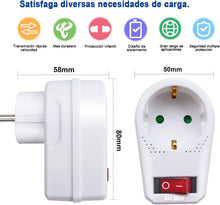Cargar imagen en el visor de la galería, Adaptador Enchufe con interruptor de 1 enchufe schuko máx 3680 w
