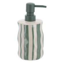 Cargar imagen en el visor de la galería, Set de Accesorios de Baño de Cerámica Rayada Verde Salvia – Disponible en Set Completo o Piezas Individuales