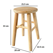 Cargar imagen en el visor de la galería, Taburete Redondo de Madera Natural, Silla Banqueta Redonda