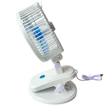 Cargar imagen en el visor de la galería, Mini Ventilador Con Pinza de Escritorio Recargable USB, viaje, oficina, coche, hogar, 30x18cm