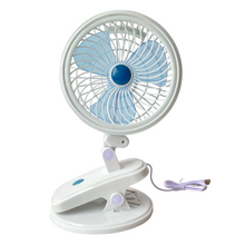 Cargar imagen en el visor de la galería, Mini Ventilador Con Pinza de Escritorio Recargable USB, viaje, oficina, coche, hogar, 30x18cm