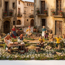 Cargar imagen en el visor de la galería, Set de 6 Figuras de Oficios en Resina para Belén (13 cm) – Personajes Tradicionales de Aldea y Pastores – Decoración Pesebre Navidad