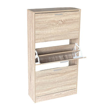 Cargar imagen en el visor de la galería, Mueble Armario de Zapatero madera 3 cajones Roble para 18 pares zapatos Almacenamiento y organización del hogar Armario zapatos