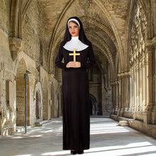 Cargar imagen en el visor de la galería, Disfraz Monja Mujer Adulto Negro Para Fiesta Halloween Carnaval Teatro