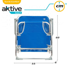 Cargar imagen en el visor de la galería, Silla plegable fija con reposabrazos aluminio Silla de playa fija con topes antivuelco y asa de