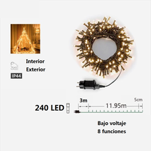 Cargar imagen en el visor de la galería, Guirnalda de Luces LED para Navidad de cable Verde - 8 funciones; Ideal para decorar árboles tanto en interiores como exteriores
