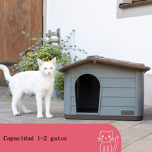 Cargar imagen en el visor de la galería, Casa para Perros y Gatos | Caseta de Plástico Resistente Interior y Exterior | Refugio Mascotas Jardín o Patio | Fácil Montaje