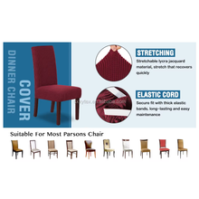 Cargar imagen en el visor de la galería, Fundas de asientos elásticas Ajustables con Respaldo Alto para restaurantes, Diseño de cuerda, Fundas sólidas para sillas de Comedor