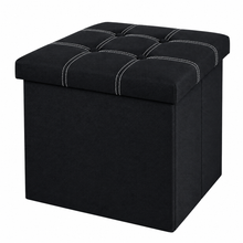 Cargar imagen en el visor de la galería, Puf Cuadrado de Almacenamiento de Piel Sintética con Tapa Acolchada, Asiento Auxiliar, 38 × 38 × 36 cm