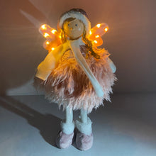 Cargar imagen en el visor de la galería, Figura de Ángel Rosa con Alas Iluminacion 14 Luces de LED para Decoracion de Navidad