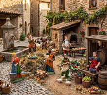 Cargar imagen en el visor de la galería, Set 6 Figuras de Oficios y Pastores para Belén (15 cm) – Escenas de Aldea Tradicional Navideña – Decoración Pesebre Navidad