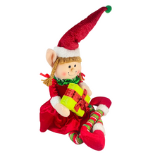 Cargar imagen en el visor de la galería, Muñeco Elfo Flandes Sentado con Regalo de Navideño Para Decoración de Navidad modelo aleatorio