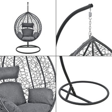 Cargar imagen en el visor de la galería, Balancín de Jardín Cesta Colgante Capileira 194 x 101 cm Sillón Silla Colgante Hamaca con Cojines máx. 110 kg Uso en Interiores y Exteriores Jardín Camping con Soporte Gris