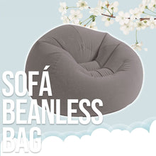 Cargar imagen en el visor de la galería, Intex 68579NP - Sillón hinchable beanless con vinilo resistente al agua y acabado aterciopelado suave al tacto 107 x 104 x 69 cm gris