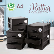 Cargar imagen en el visor de la galería, Cajonera de Sobremesa Imitación Rattan A4 con en Plástico Duro. Ideal para Organizar la Oficina