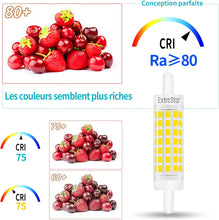 Cargar imagen en el visor de la galería, 2 x Bombilla LED R7s 78mm 5W no regulable, blanco 500 lúmenes, lineal Reemplazar lámpara halógena J78 40 W, 360 grados, sin parpadeo, perfecta para dormitorio, baño, etc