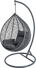 Cargar imagen en el visor de la galería, Balancín de Jardín Cesta Colgante Capileira 194 x 101 cm Sillón Silla Colgante Hamaca con Cojines máx. 110 kg Uso en Interiores y Exteriores Jardín Camping con Soporte Gris