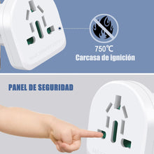 Cargar imagen en el visor de la galería, Adaptador Enchufe Europeo a Múltiples Enchufes Nacionales, Adecuado para Viajar, 250V, 16A, 3680W, Blanco, 2Pcs