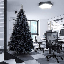 Cargar imagen en el visor de la galería, Árbol de pino negro y verde con nieve Navidad Artificial rama soporte metal PVC 60-210 cm