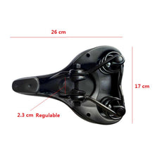 Cargar imagen en el visor de la galería, Sillin de Bicicleta Acolchado de espuma perforada suave con Muelles Negro Para todo tipo de bicicletas,de montaña, carretera....