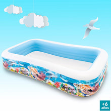 Cargar imagen en el visor de la galería, Intex Piscina Hinchable Grande diseño océano, 305x183x56 cm, 1050 litros, 3 cámaras de Aire, Tapón de desagüe, Vinilo Resistente, Uso Exterior, Ideal jardín y Verano, Parche Incluido, +6 años (58485)