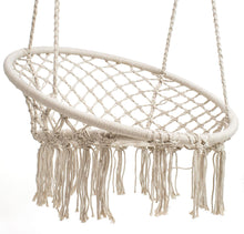 Cargar imagen en el visor de la galería, Asiento Colgante - Sillón en Cuerda de Algodón y Acero - Alto. 100 cm x Diámetro. Ø80 cm - Color Natural - Ideal para Jardín, Patio, Terraza, Balcón