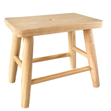 Cargar imagen en el visor de la galería, Taburete Rectangulo con Patas Redondas de Madera Natural, Banco Pequeño Banqueta Silla 20 x 29.5 x