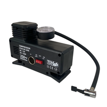 Cargar imagen en el visor de la galería, Kmt style Compresor de Aire Eléctrico 2 en 1 Para Mechero de Coche 12V y Corriente 230V, 250 PSI, 72 W, Bomba de aire Portatíl, Inflador Eléctrico Para Inflar Ruedas de Coche Bicicleta y Pelotas