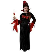 Cargar imagen en el visor de la galería, Disfraz Vampiresa Vestido Negro Infantil Niña Para Halloween y Carnaval