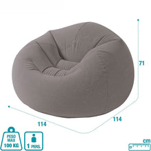 Cargar imagen en el visor de la galería, Intex 68579NP - Sillón hinchable beanless con vinilo resistente al agua y acabado aterciopelado suave al tacto 107 x 104 x 69 cm gris