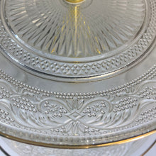 Cargar imagen en el visor de la galería, Frutero Tartera pastelero de Mesa de 3 alturas de cristal transparente y metal de Ø 25x35 cm