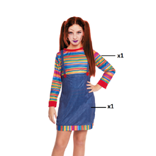 Cargar imagen en el visor de la galería, Disfraz Muñeca Asesina Niña Infantil Para Fiesta Halloween Carnaval Teatro