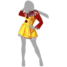 Cargar imagen en el visor de la galería, Disfraz Payasa Amarilla Sangrienta Mujer Adulto Para Halloween Carnaval Teatro