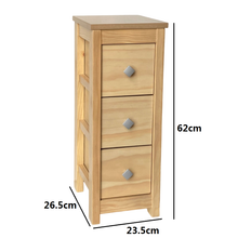 Cargar imagen en el visor de la galería, Mueble Auxiliar Cajonera Estrecho de Madera de Pino Natural Color Roble Claro Madera Natural