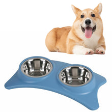 Cargar imagen en el visor de la galería, Comedero de 2 cuencos acero innoxidable extraíble para mascota perro gato