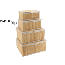 Cargar imagen en el visor de la galería, Cesta de Almacenamiento de Bambú Natural con Tapa – Organizadores Rectangulares Apilables en 4 Tamaños