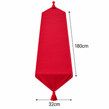 Cargar imagen en el visor de la galería, Camino de Mesa Rojo de Navidad 32x180 cm con Borlas – Decoración Elegante y Festiva para Mesa de Comedor, Fiestas y Hogar