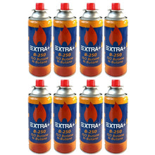 Cargar imagen en el visor de la galería, Cartucho de Gas ISO-250 Butano y N-Butano 227g 400ml, Bombona gas, Recambio Lata Gas para Hornillo portátil de camping o Soplete Quemador - XTRA+